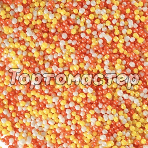 Посыпка декоративная шарики "Жёлто-оранжевый микс" 2 мм 50 г 420