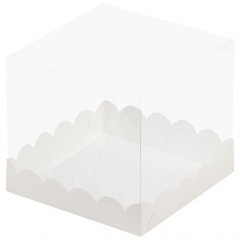 Коробка для торта с прозрачной крышкой белая 15х15х14 см 22100
