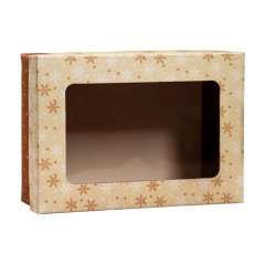 Коробка для сладостей с окном "Золотые снежинки" 24х17х8 см 9709503