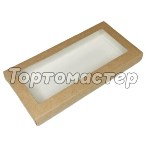 Коробка для шоколадной плитки Chocolate Window Kraft крафт ForGenika 16х8х1,5 см ForG CHOCO I W K 160*80*15