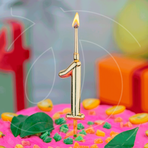 Свеча декоративная Цифра "1" Золотая 