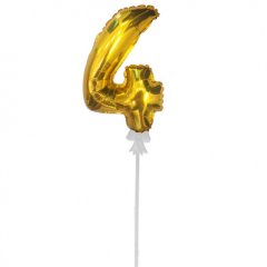 Топпер декоративный Воздушный шарик Цифра "4" Золото 