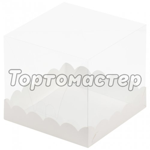 Коробка для торта с прозрачной крышкой белая 15х15х14 см 22100