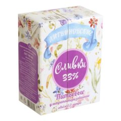 Сливки ультрапастеризованные Литвиновские 33% 200 г 