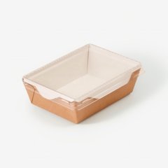 Коробка для сладостей с прозрачной крышкой крафт 16х12х4,5 см ECO OpSalad 500
