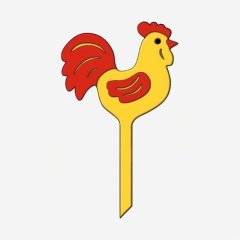 Топпер декоративный акриловый "Петушок" Золото-красный 6 см ТСК442 